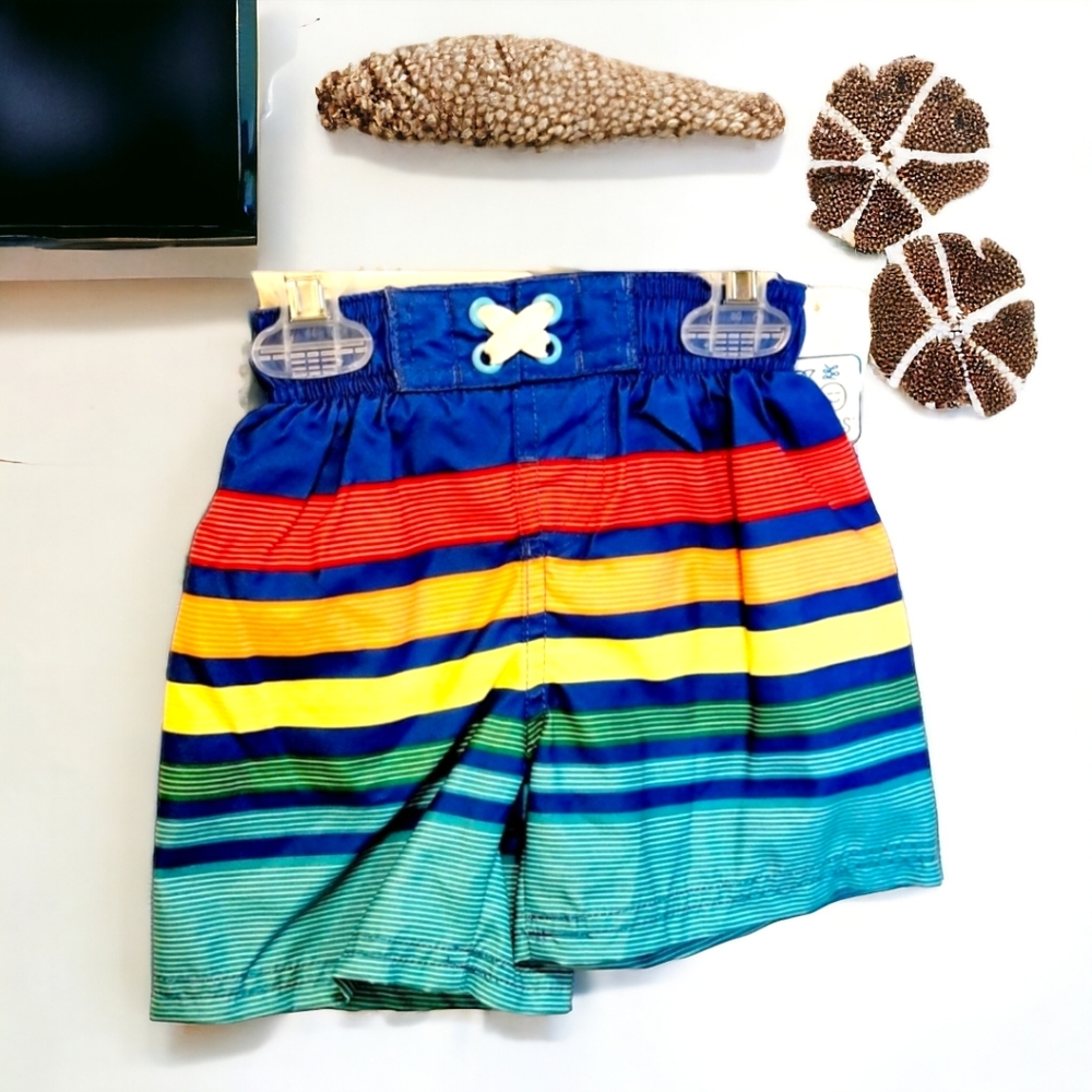 Swiggles rainbow striped swim trunks sz 18 months NWT